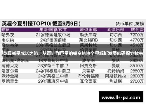 英超新星成长之路:从青训到巨星的蜕变轨迹全景解析发展密码探究故事 英超新星成长之路:从青训到巨星的蜕变轨迹全景解析发展密码探究故事